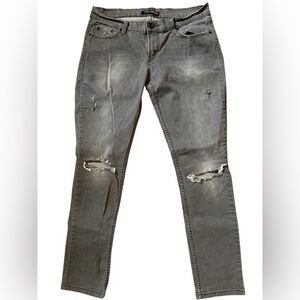 LEVIS Genuinely Crafted Women’s Gray Distressed Jeans Pink Stitching Size 32